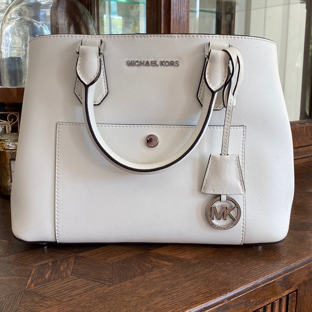 Michael Kors White with Turquoise Interior Bag